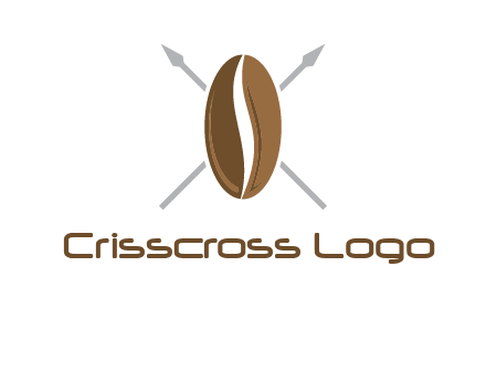 spears behind coffee bean as shield food logo
