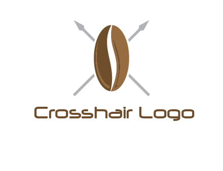 spears behind coffee bean as shield food logo