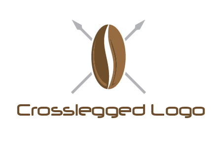 spears behind coffee bean as shield food logo