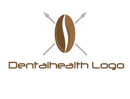 spears behind coffee bean as shield food logo