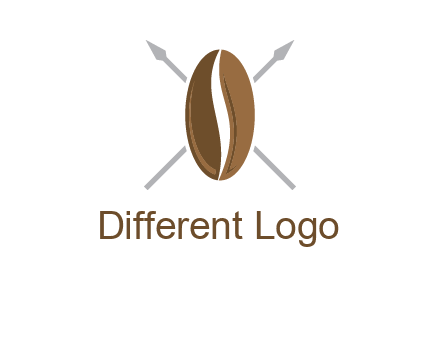 spears behind coffee bean as shield food logo