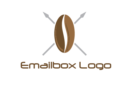 spears behind coffee bean as shield food logo