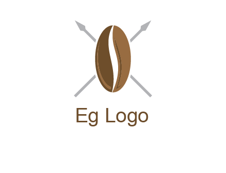 spears behind coffee bean as shield food logo