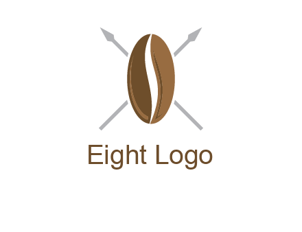 spears behind coffee bean as shield food logo