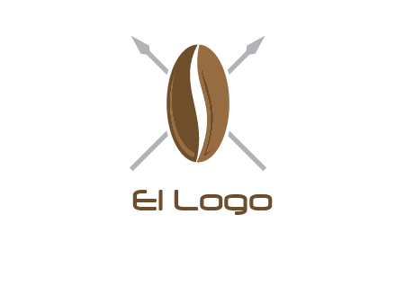 spears behind coffee bean as shield food logo