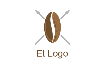 spears behind coffee bean as shield food logo