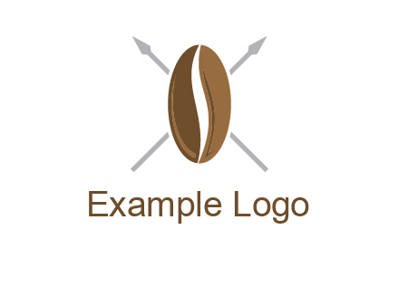 spears behind coffee bean as shield food logo
