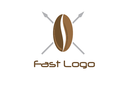 spears behind coffee bean as shield food logo