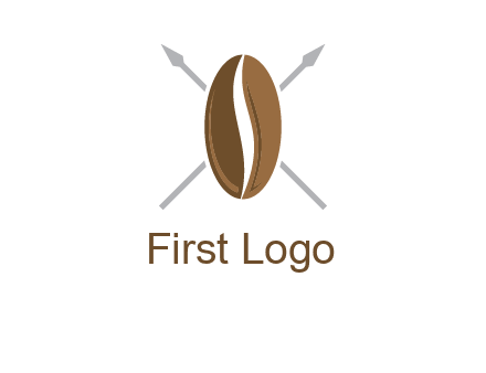 spears behind coffee bean as shield food logo