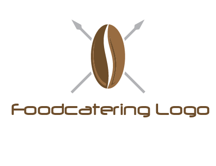 spears behind coffee bean as shield food logo