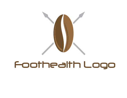 spears behind coffee bean as shield food logo