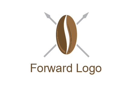 spears behind coffee bean as shield food logo