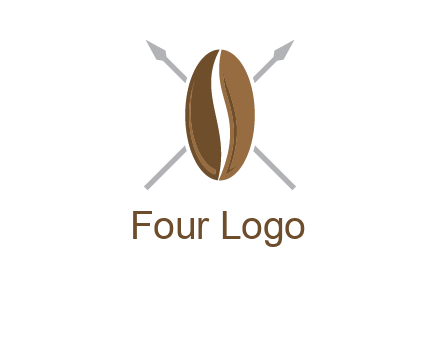 spears behind coffee bean as shield food logo