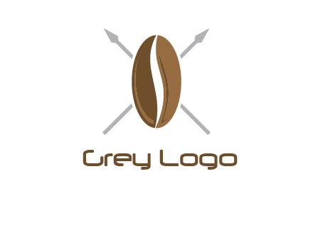 spears behind coffee bean as shield food logo