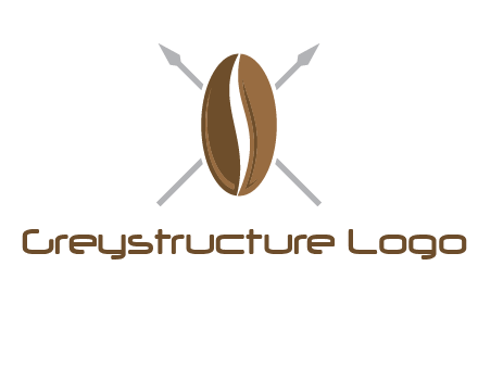 spears behind coffee bean as shield food logo