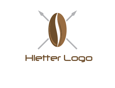 spears behind coffee bean as shield food logo