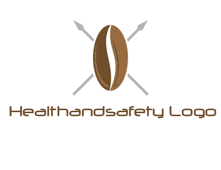 spears behind coffee bean as shield food logo