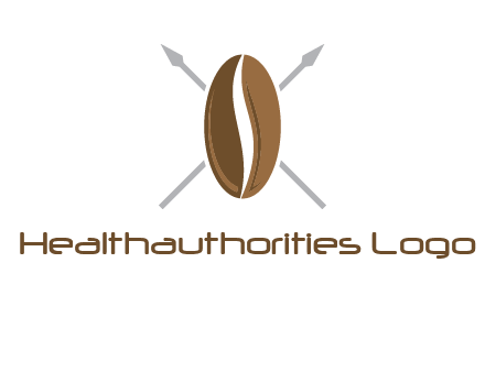 spears behind coffee bean as shield food logo