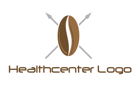 spears behind coffee bean as shield food logo
