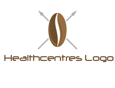 spears behind coffee bean as shield food logo