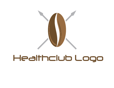spears behind coffee bean as shield food logo