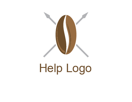 spears behind coffee bean as shield food logo