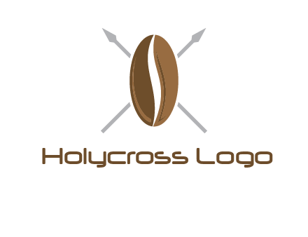 spears behind coffee bean as shield food logo