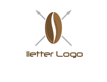 spears behind coffee bean as shield food logo