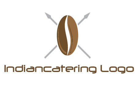 spears behind coffee bean as shield food logo