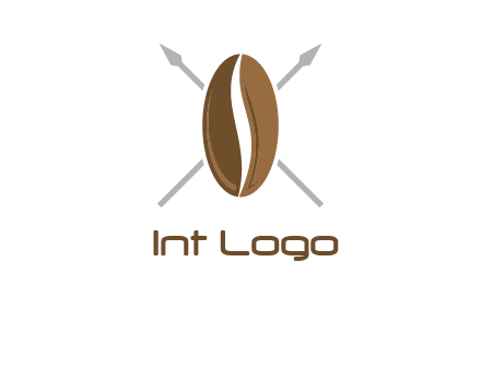 spears behind coffee bean as shield food logo