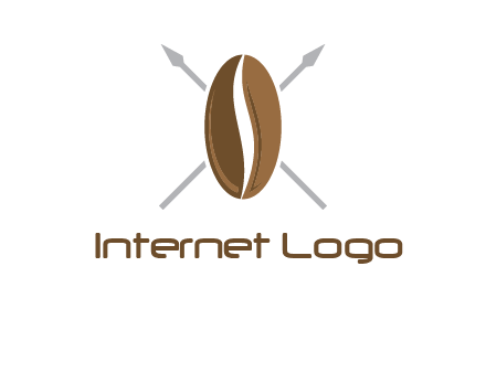 spears behind coffee bean as shield food logo