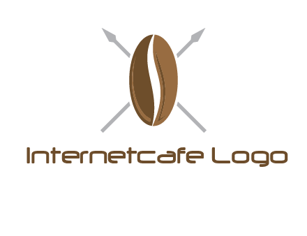 spears behind coffee bean as shield food logo