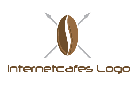 spears behind coffee bean as shield food logo