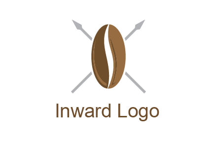 spears behind coffee bean as shield food logo