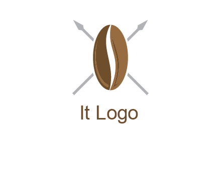 spears behind coffee bean as shield food logo