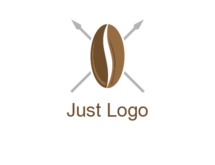 spears behind coffee bean as shield food logo