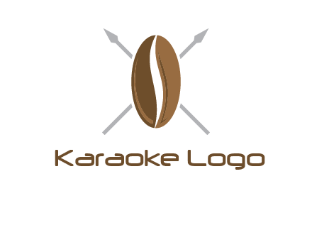 spears behind coffee bean as shield food logo