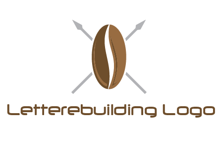 spears behind coffee bean as shield food logo