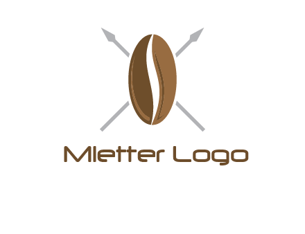 spears behind coffee bean as shield food logo