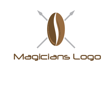 spears behind coffee bean as shield food logo