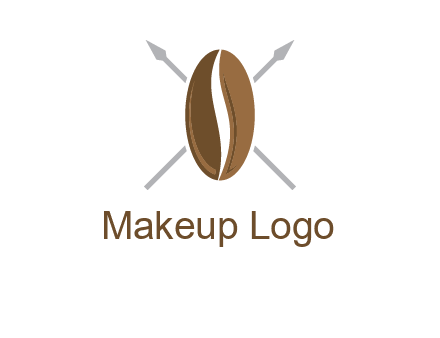 spears behind coffee bean as shield food logo