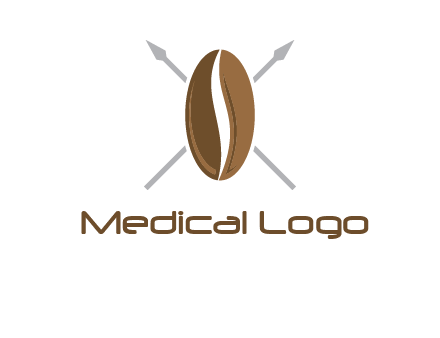 spears behind coffee bean as shield food logo