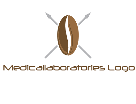 spears behind coffee bean as shield food logo