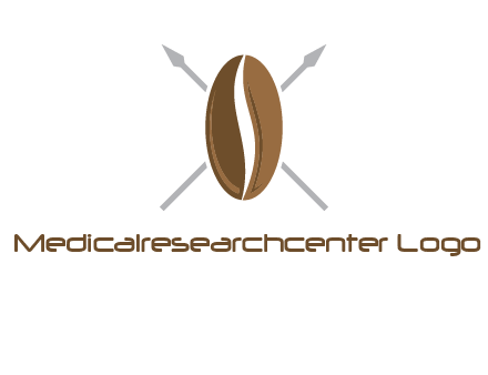 spears behind coffee bean as shield food logo