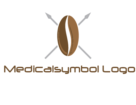 spears behind coffee bean as shield food logo