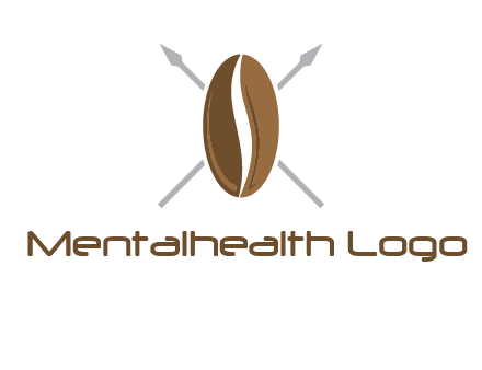 spears behind coffee bean as shield food logo
