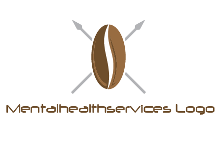 spears behind coffee bean as shield food logo