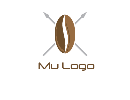 spears behind coffee bean as shield food logo