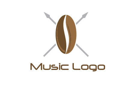 spears behind coffee bean as shield food logo