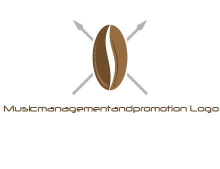 spears behind coffee bean as shield food logo
